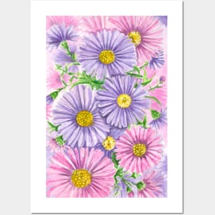 Pink and purple flowers Posters and Art